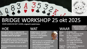 Bridgeworkshop op zaterdag 25 oktober 2025 in Gorredijk